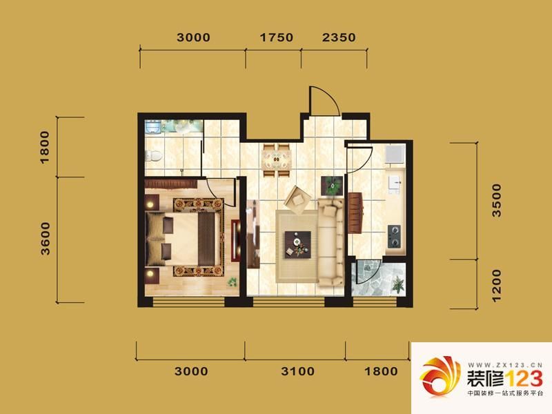 青石花语户型图6号楼R户型图 1室 ...