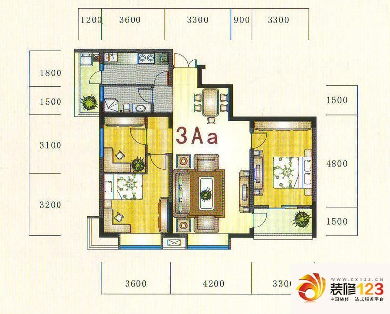 贵阳金元国际新城金元国际新城户型图3bb户型 3室2.