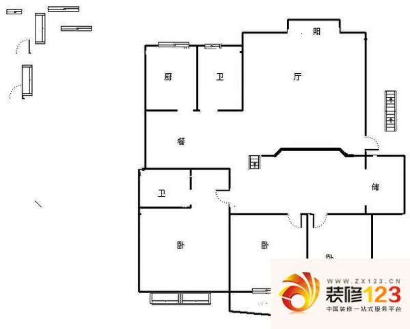 惠泽园户型图3室2厅2卫1厨 户型 .