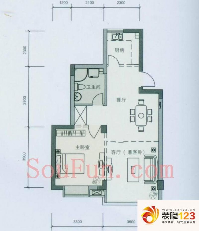 清水公寓户型图9-11号楼f户型 1.