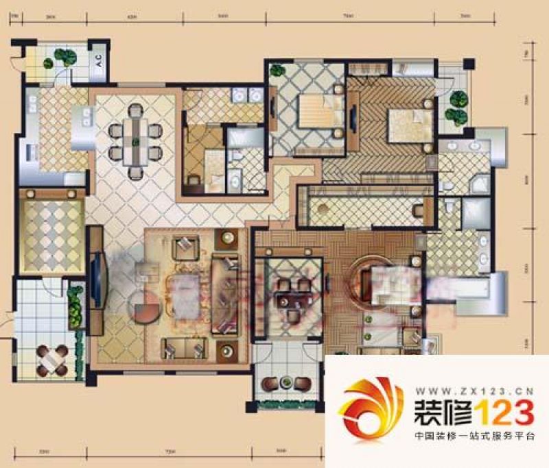 伊顿国际户型图sl4户型 4室2厅3.