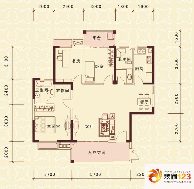 雄新华府户型图一期c2户型 3室2 .