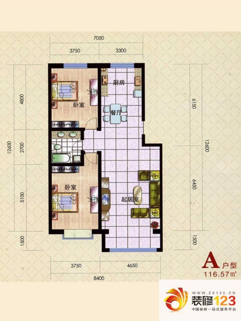 千家和众新家园户型图a户型 2室2.