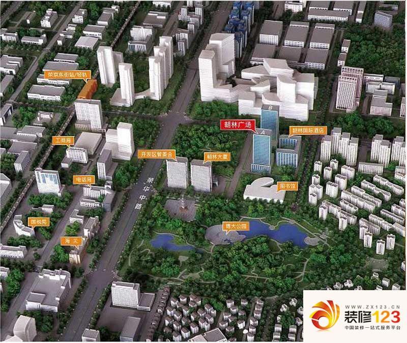 朝林广场外景图外景沙盘效果图.