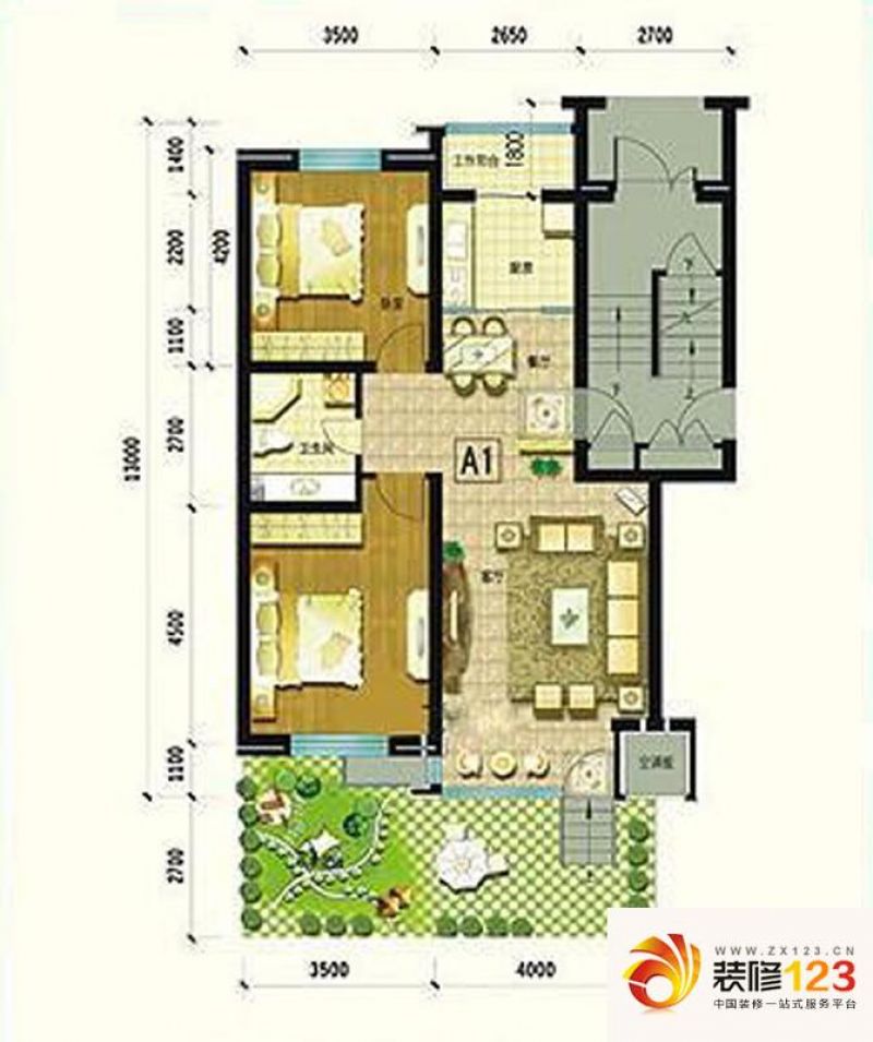 鑫宁家园户型图a1户型 2室2厅1卫 .