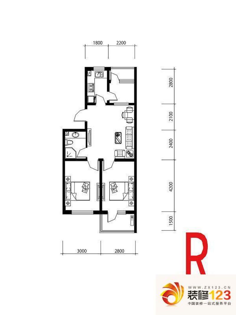 沈阳西城逸景西城逸景户型图a'户型 2室2厅1.