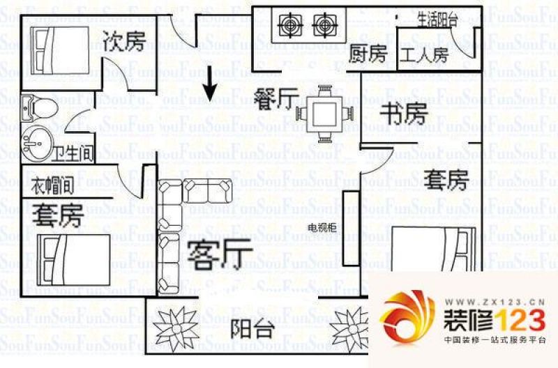 尚景欣园 4室 户型图