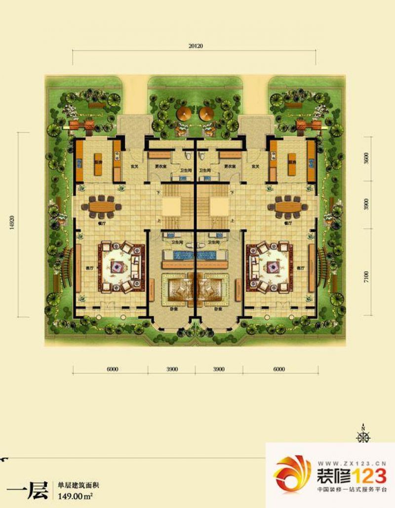 唐山南湖壹南湖壹户型图塞纳左岸墅首层 3室 .图片