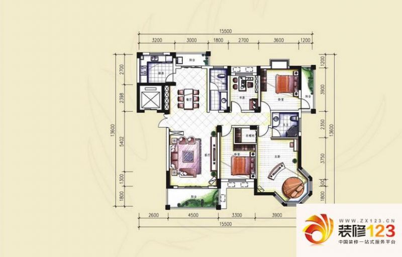 博雅湘水湾c户型户型图.