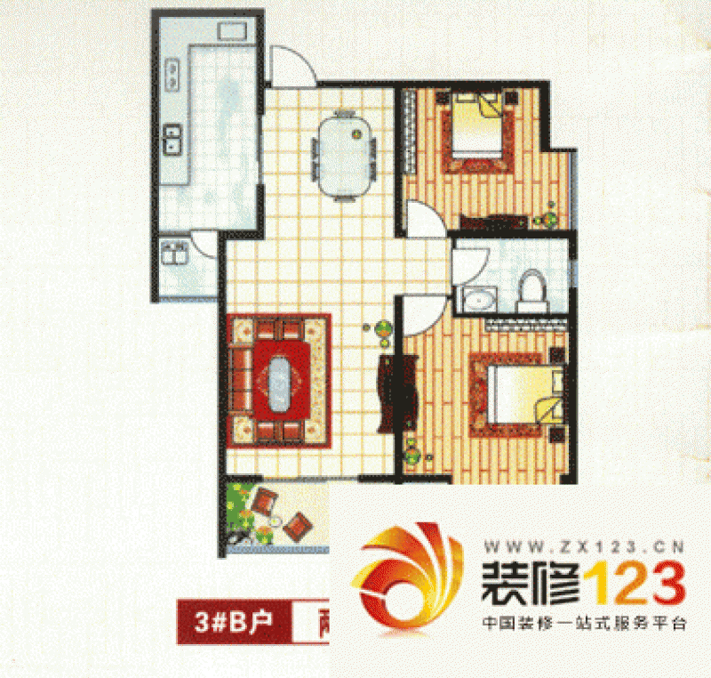 西安旭景新港旭景新港户型图1,2#d 2室2厅1卫 .图片