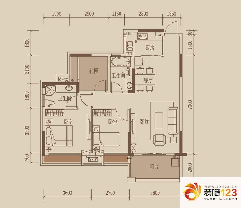 半山名苑户型图小腕洋房B户型 22 ...