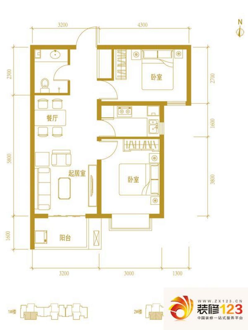 石家庄光华里光华里户型图4-a户型 3室2厅2卫1 .-我