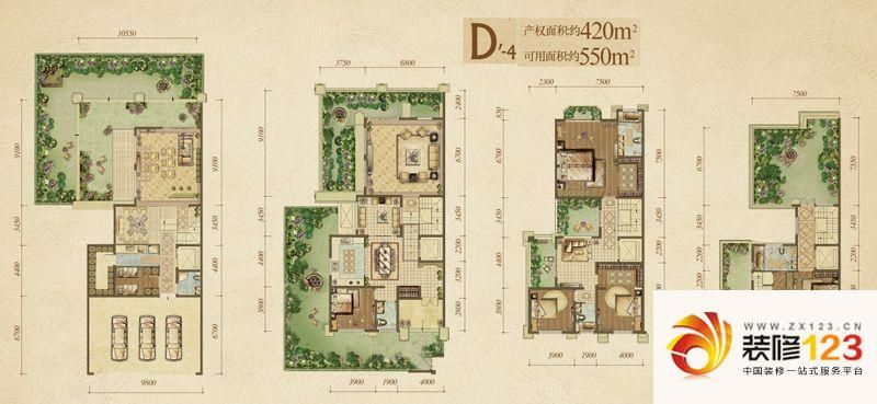 约克郡户型图1期d栋跃层d-4号户.