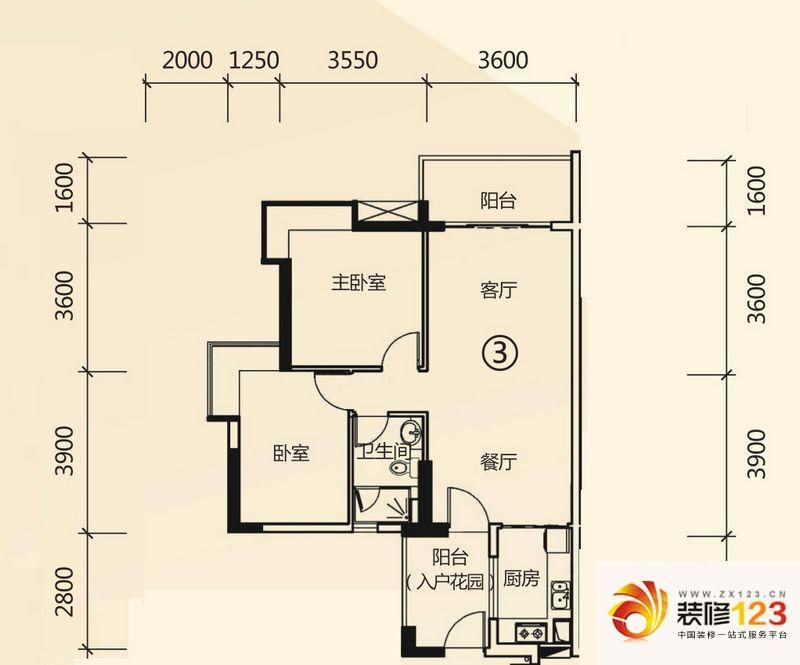 富力现代广场户型图D1栋03室 2室 ...