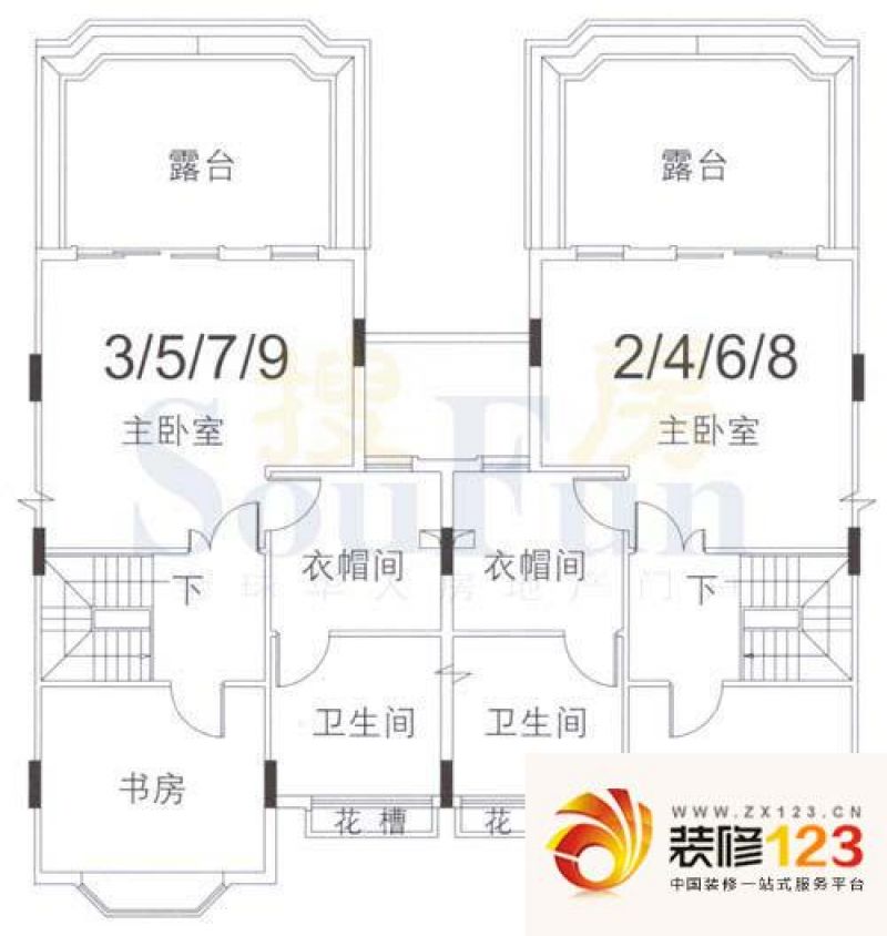 保利林语山庄别墅户型图2室0厅户.