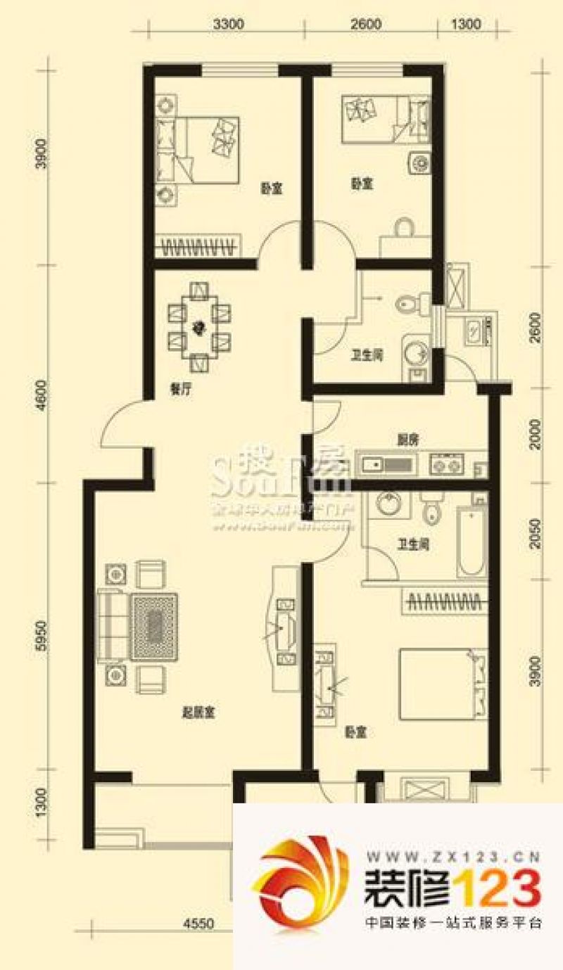 唐山开尔尚城开尔尚城户型图21号楼 2室2厅1卫 .-我