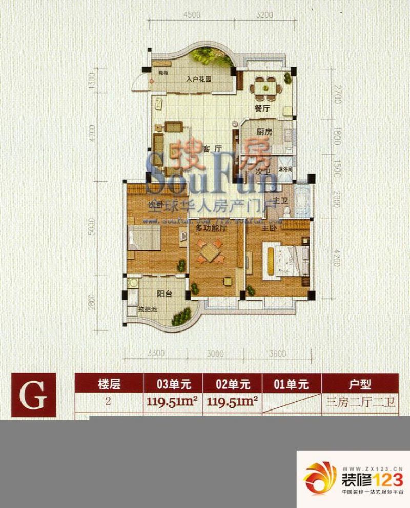 世纪景城户型图3室2厅2卫1厨 ...