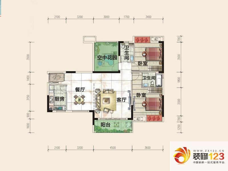 锦地繁花骏园A2-1户型图 ...