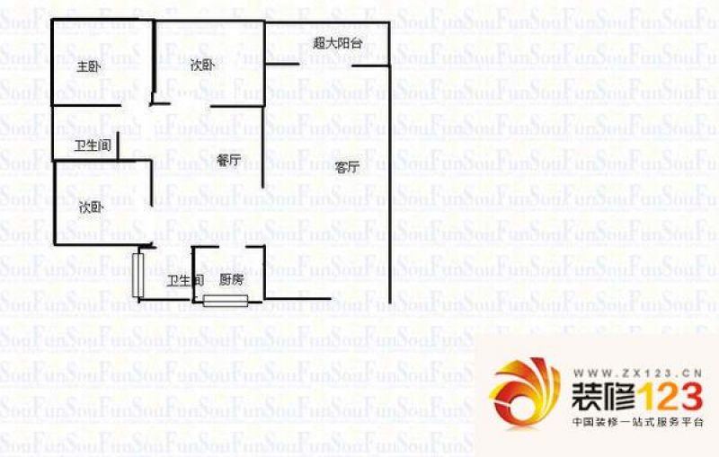 长沙王府花园王府花园户型图3室2厅2卫1厨 户 .图片