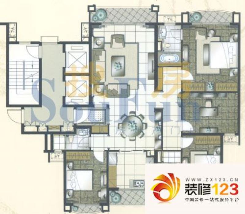 星河湾星苑三房两厅户型图 .