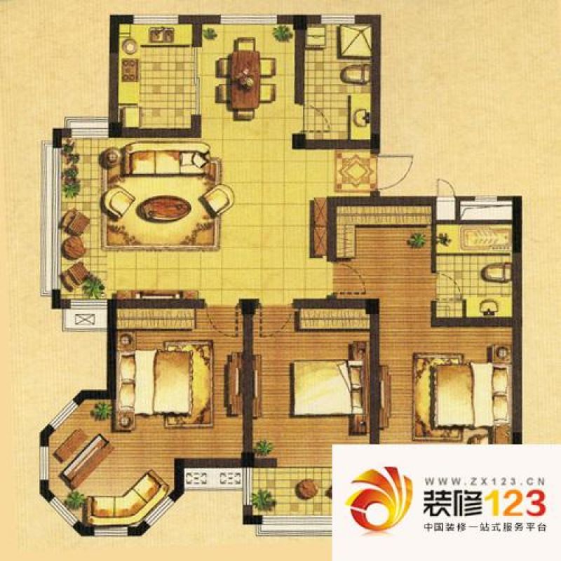天鹅湾二期户型图高层-r户型 3室 .
