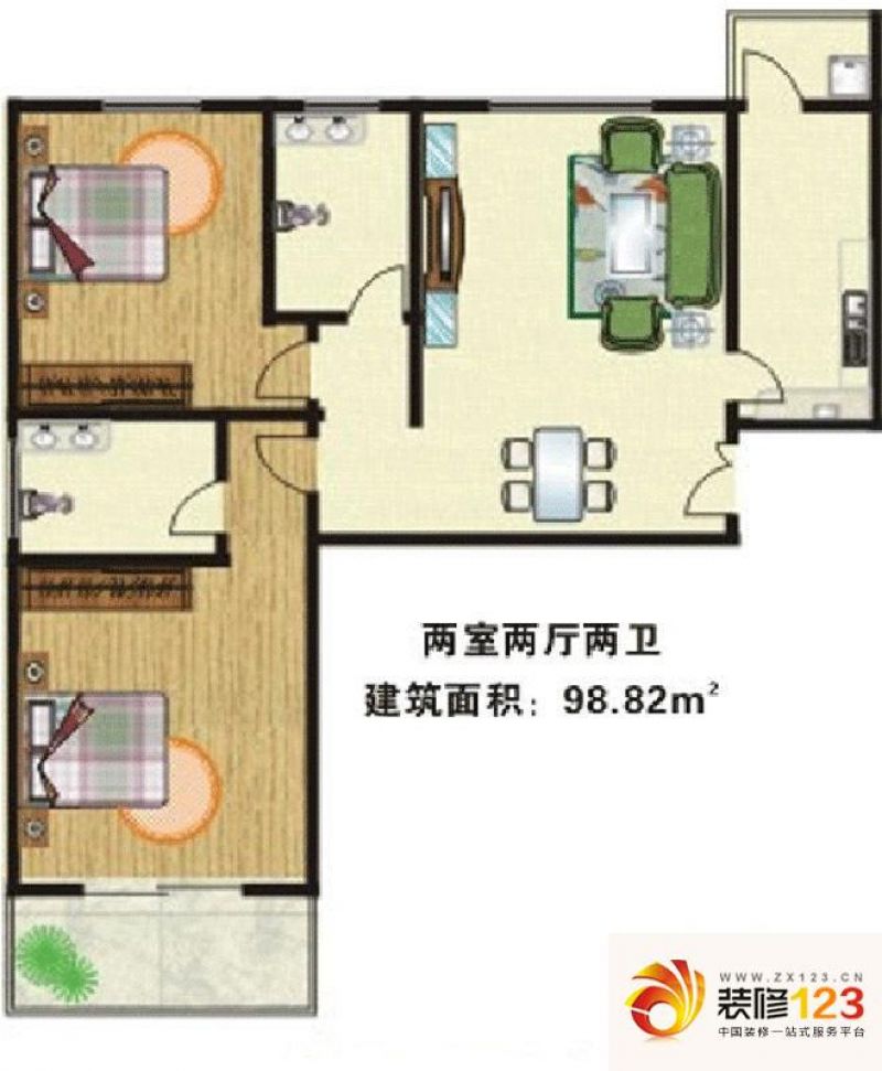 龙府北郡户型图a型结构标准层户.