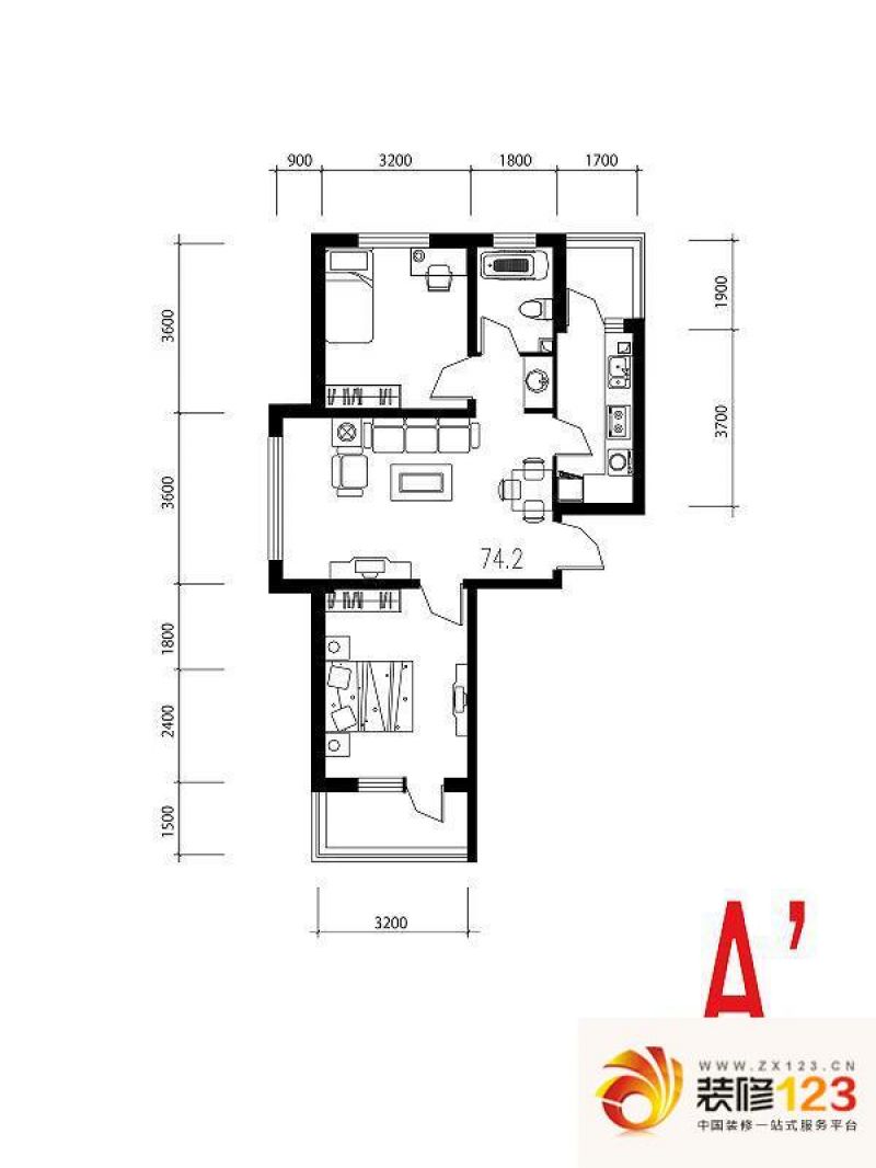 沈阳西城逸景西城逸景户型图a'户型 2室2厅1.