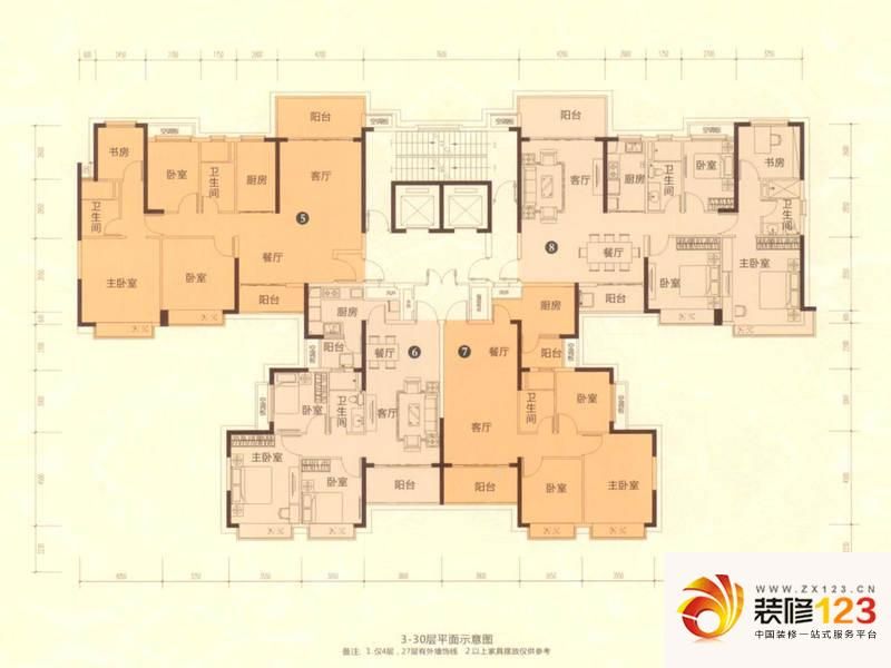 长沙恒大翡翠华庭恒大翡翠华庭6栋3户型户型图.