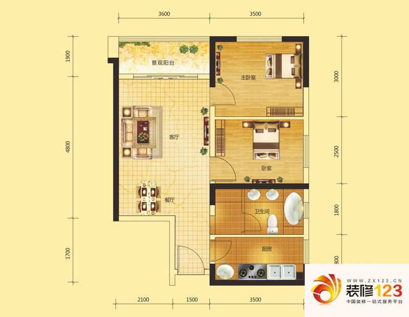 府河名居户型图2栋02/03户型 2室 ...