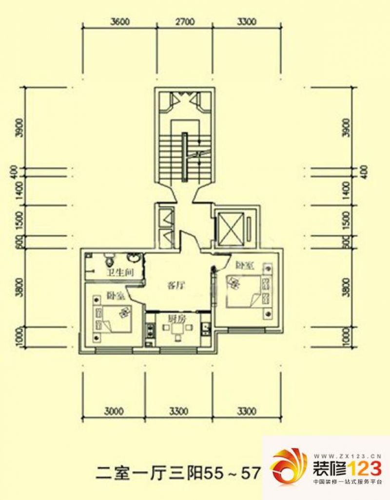 文龙家园户型图c户型图 2室1厅1.