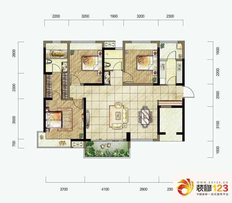 保利溪湖户型图高层B1户型图 3室 ...