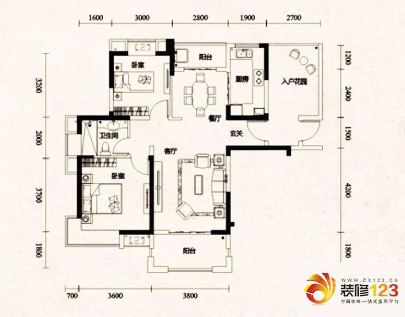 华地公馆7#,8#04户型户型图 .