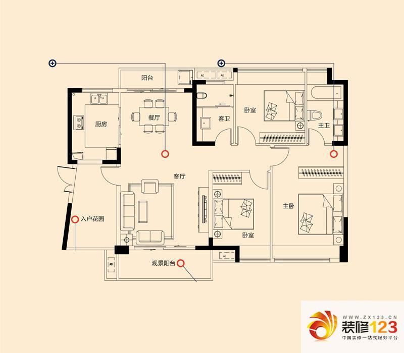 恒基凯旋门户型图17#18#02户型 3 .