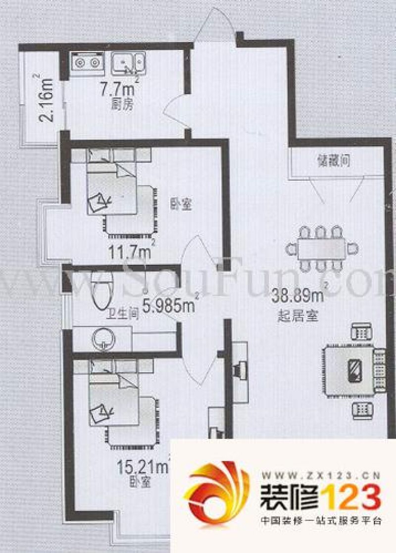 天津城市星座城市星座户型图户型图 2室2厅1卫 .