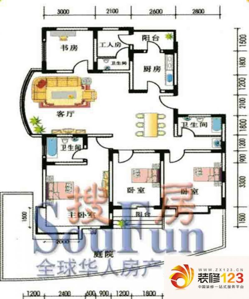 迁安颐秀园颐秀园户型图4室2厅2卫1厨 .图片大全-我