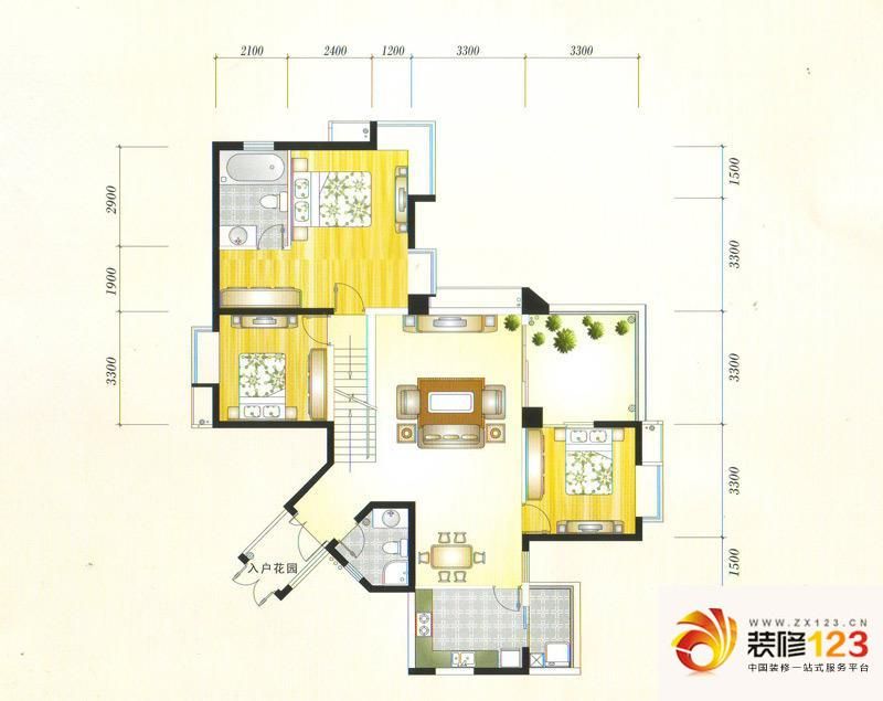 金元国际新城户型图3ba户型 3室2 .