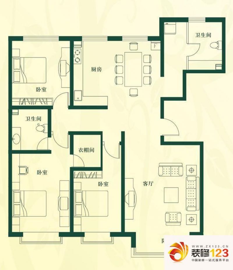 地矿小区户型图3室2厅 3室2厅2卫.