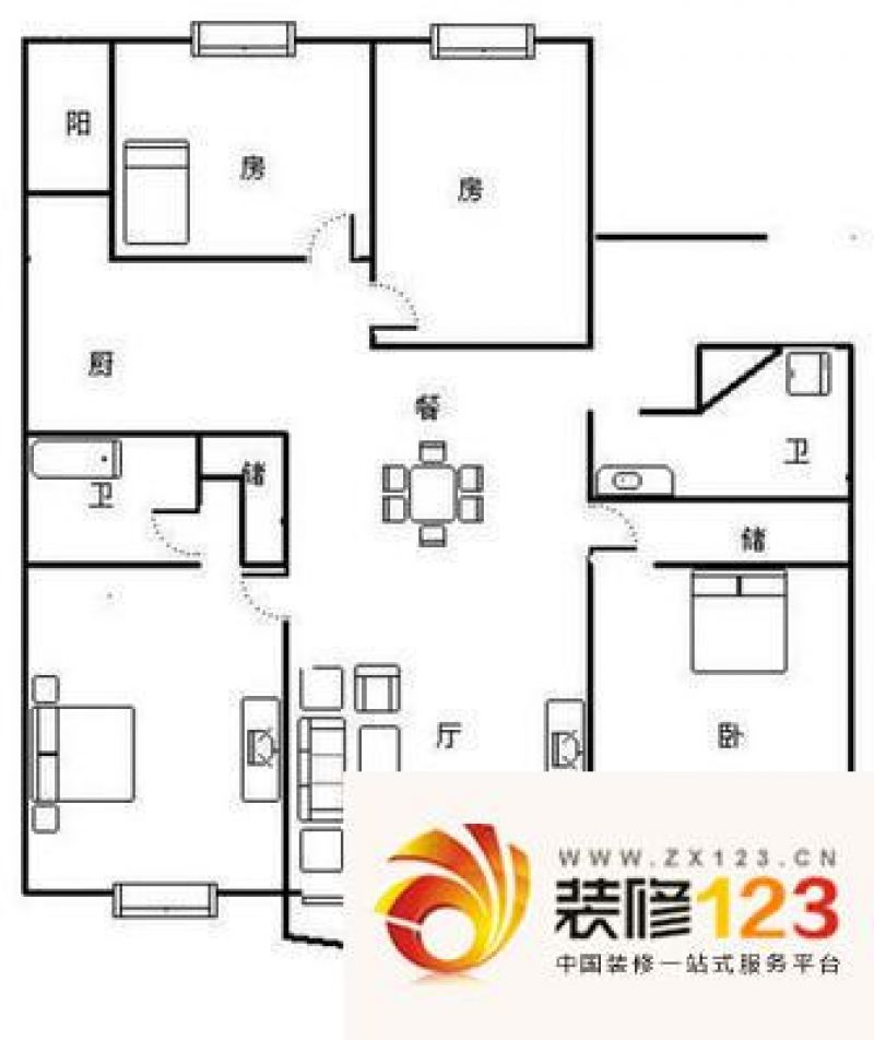 杭州白马公寓白马公寓户型图5室 户型图 5室2 .图片