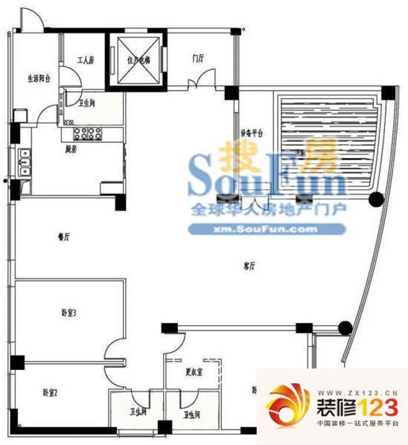 和谐天下户型图3栋3奇数层 3室2 ...