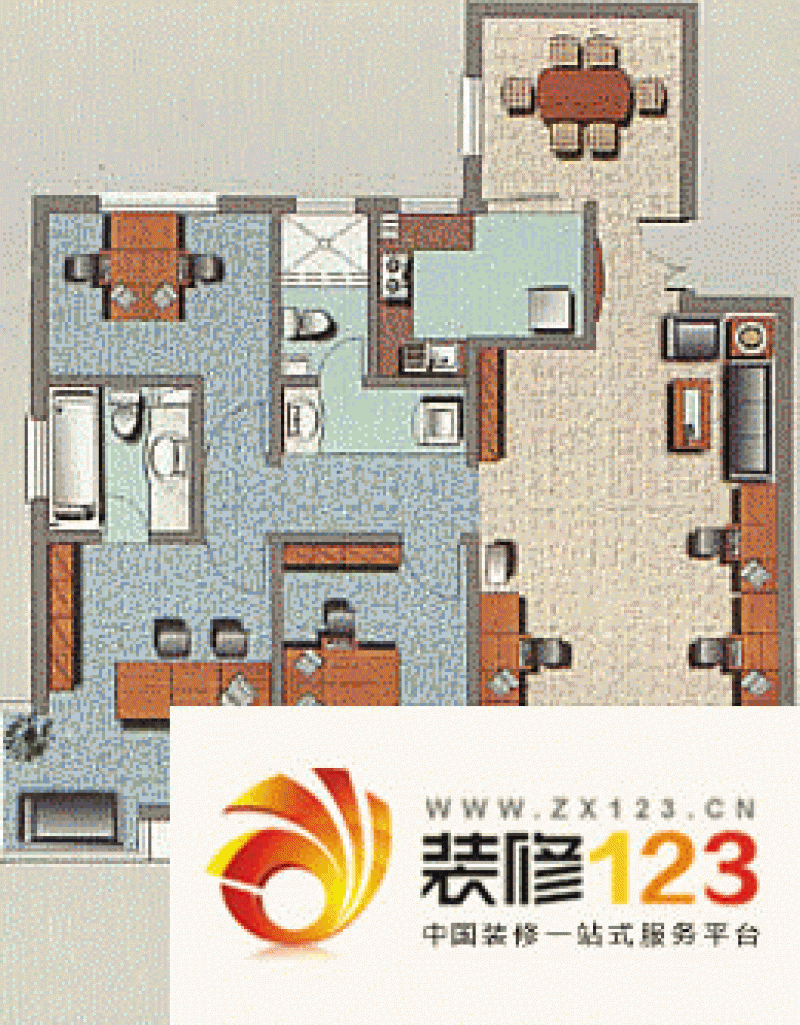东方之珠户型图四室两厅一厨一卫 .