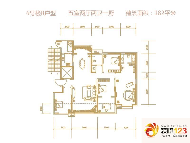 长兴园湖曲户型图6号楼b户型 5 .