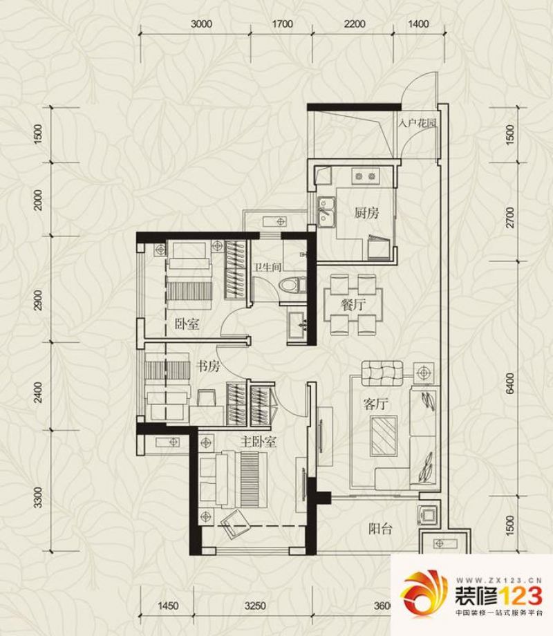 万科金色家园户型图户型图 3室2 .