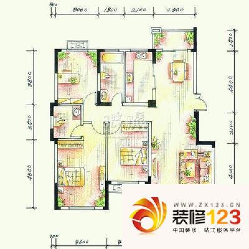 东湖楚世家行吟水榭 4室 户型图 .