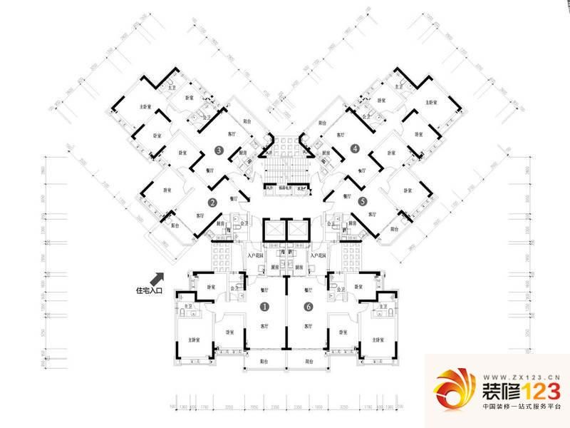 恒大雅苑30号楼平面户型户型图 .