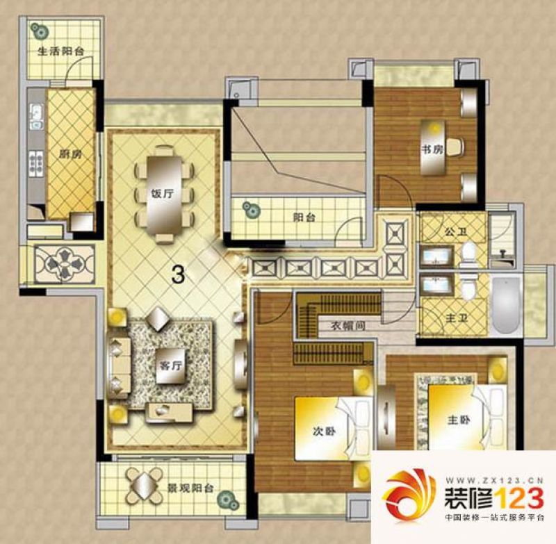 增城合景誉山国际别墅合景誉山国际142平米户型户型图.