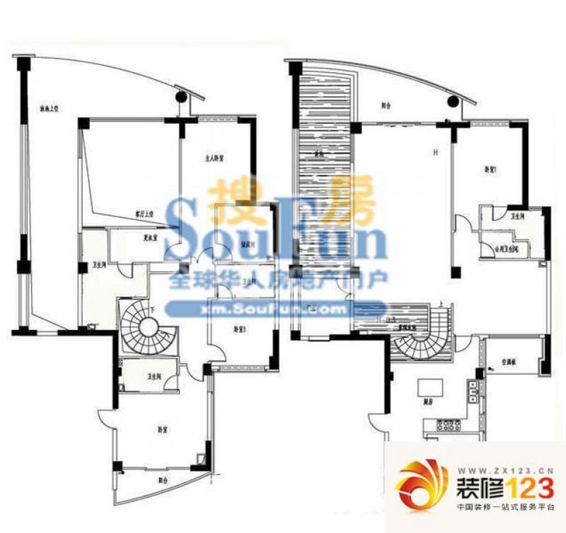 和谐天下户型图2栋4跃1层 4室2厅 ...