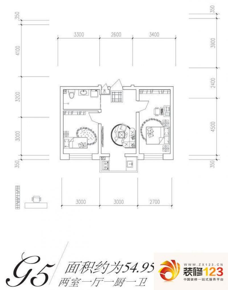 鑫海蓝城户型图一期D户型图 2室1 ...