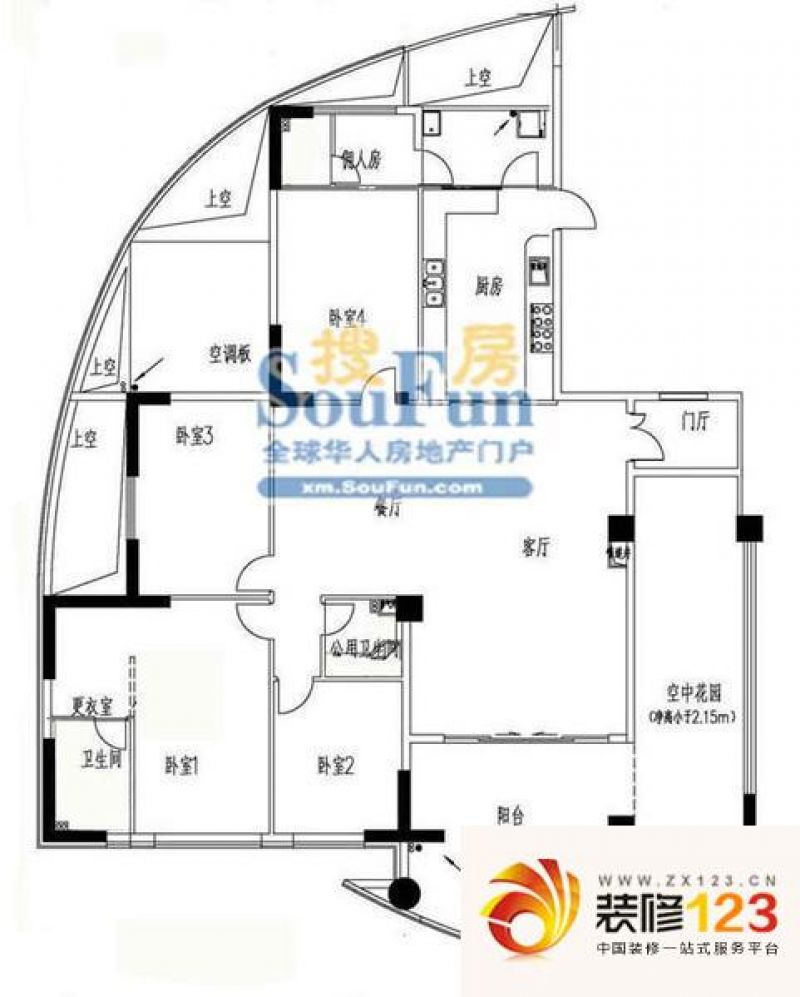 和谐天下户型图4栋2偶数层 4室2 ...