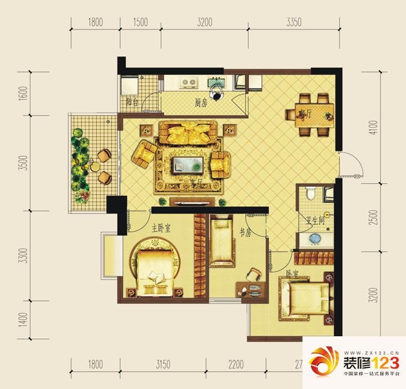 金泰国际户型图2栋a2-b户型 3室2 .