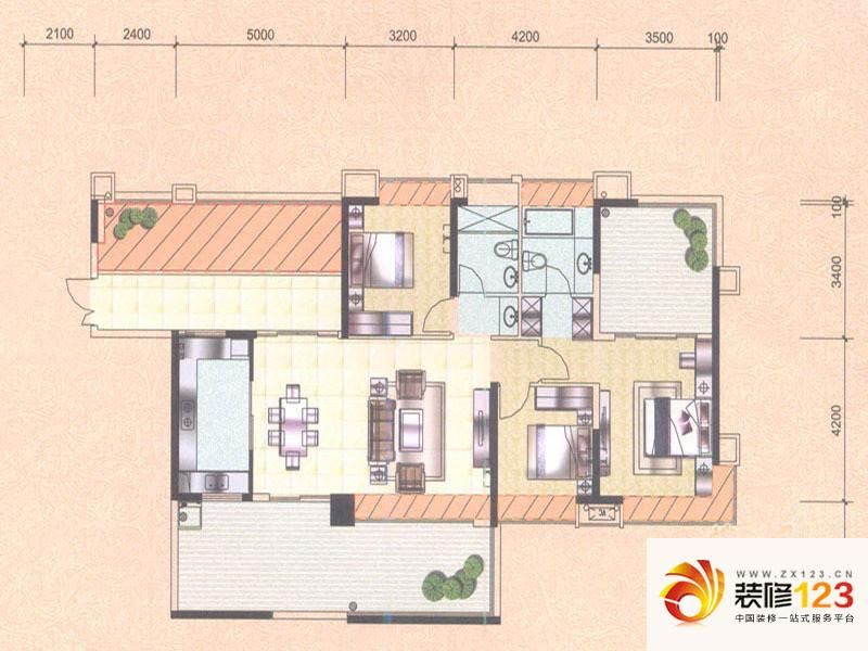 中萃花城湾a户型户型图.